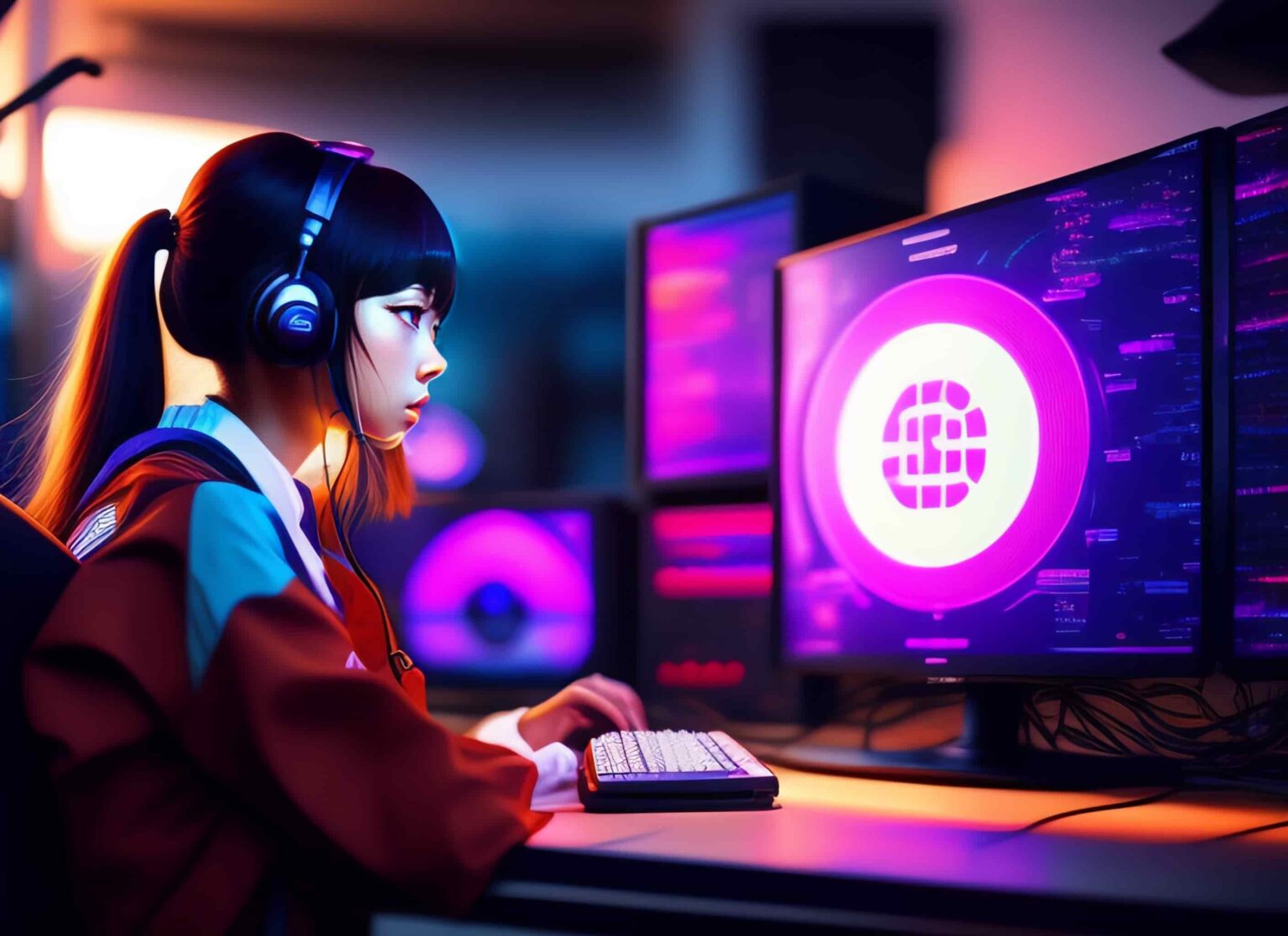 Chica asiática con aspecto gamer haciendo Streams de Twitch